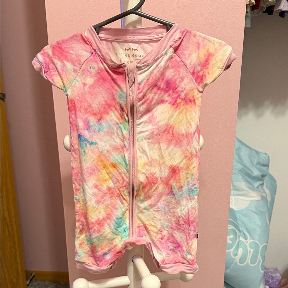Little Sleepies Pink Pastel Tie-Dye Zip Romper